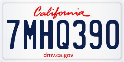 CA license plate 7MHQ390