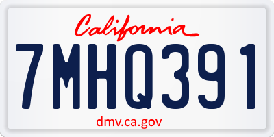 CA license plate 7MHQ391