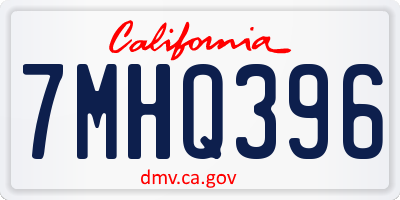 CA license plate 7MHQ396