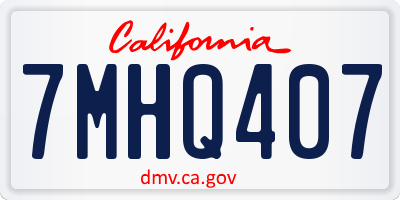 CA license plate 7MHQ407