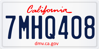CA license plate 7MHQ408