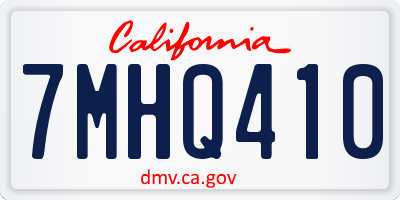 CA license plate 7MHQ410