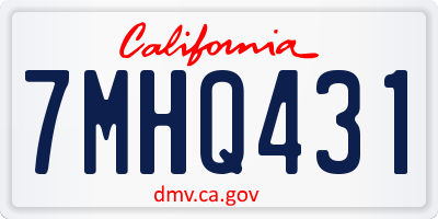 CA license plate 7MHQ431