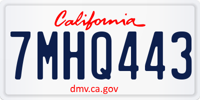 CA license plate 7MHQ443