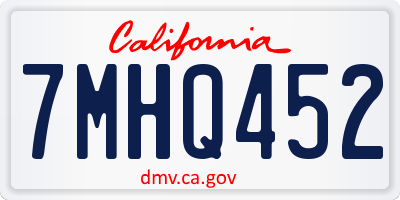 CA license plate 7MHQ452