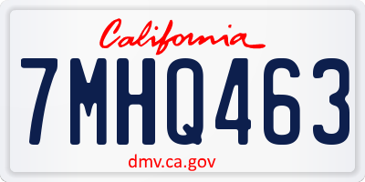 CA license plate 7MHQ463
