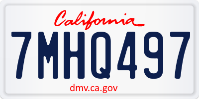 CA license plate 7MHQ497