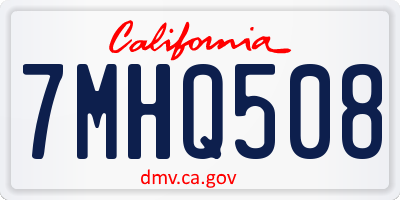 CA license plate 7MHQ508