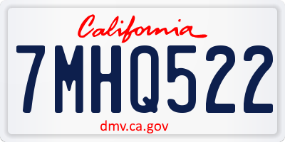 CA license plate 7MHQ522