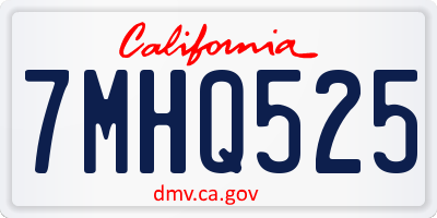 CA license plate 7MHQ525
