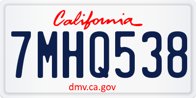 CA license plate 7MHQ538