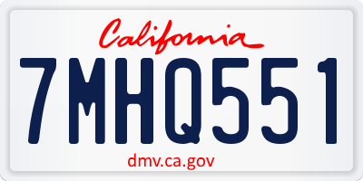 CA license plate 7MHQ551