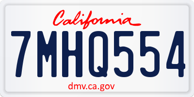 CA license plate 7MHQ554