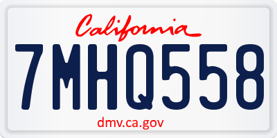 CA license plate 7MHQ558