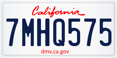 CA license plate 7MHQ575