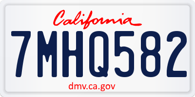 CA license plate 7MHQ582