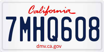 CA license plate 7MHQ608