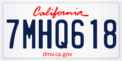CA license plate 7MHQ618
