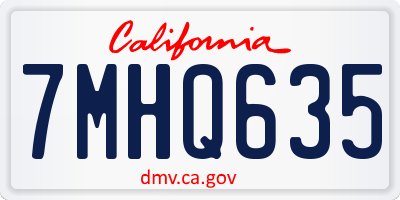 CA license plate 7MHQ635