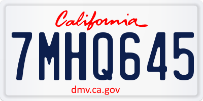 CA license plate 7MHQ645