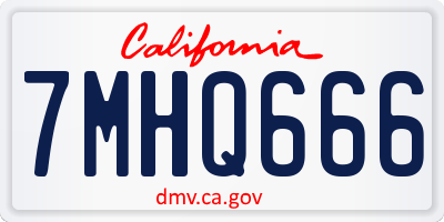 CA license plate 7MHQ666