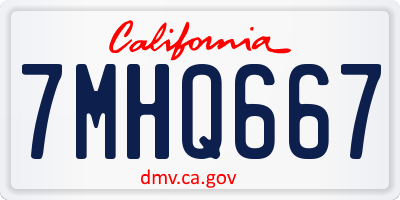 CA license plate 7MHQ667