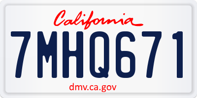 CA license plate 7MHQ671