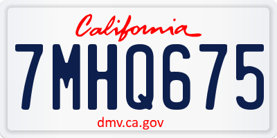 CA license plate 7MHQ675