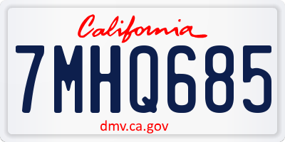 CA license plate 7MHQ685