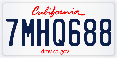 CA license plate 7MHQ688