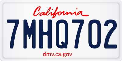 CA license plate 7MHQ702