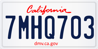 CA license plate 7MHQ703