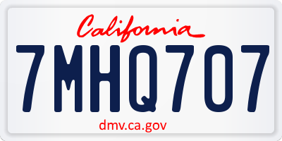 CA license plate 7MHQ707