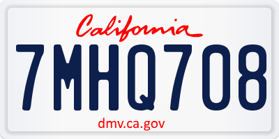 CA license plate 7MHQ708