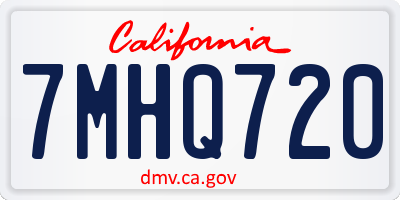 CA license plate 7MHQ720
