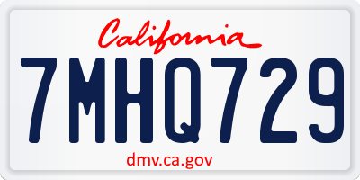 CA license plate 7MHQ729