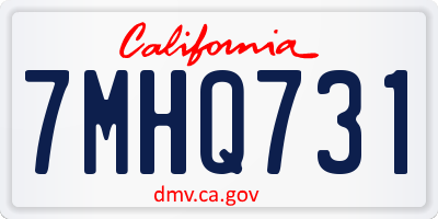 CA license plate 7MHQ731
