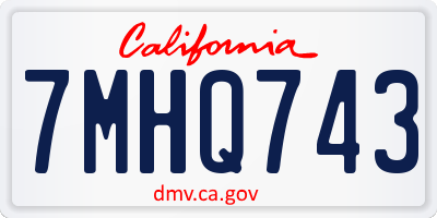 CA license plate 7MHQ743