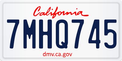 CA license plate 7MHQ745