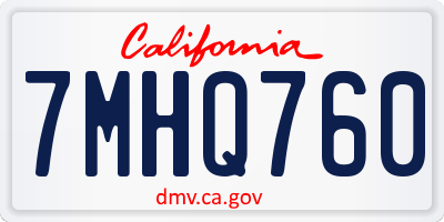 CA license plate 7MHQ760