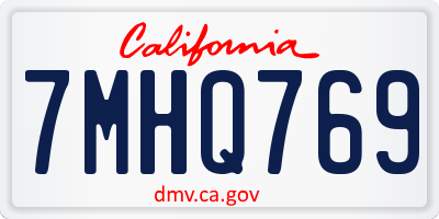 CA license plate 7MHQ769