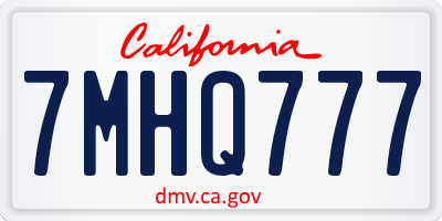 CA license plate 7MHQ777