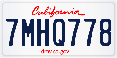 CA license plate 7MHQ778