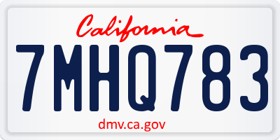 CA license plate 7MHQ783