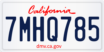 CA license plate 7MHQ785