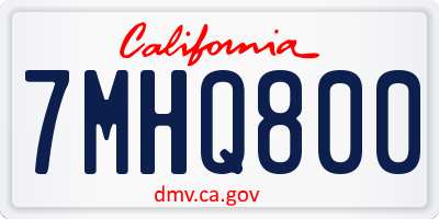CA license plate 7MHQ800