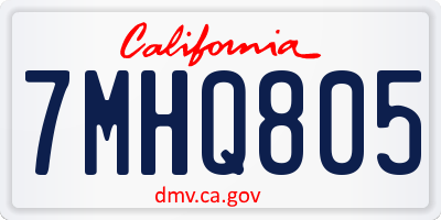 CA license plate 7MHQ805