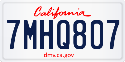 CA license plate 7MHQ807