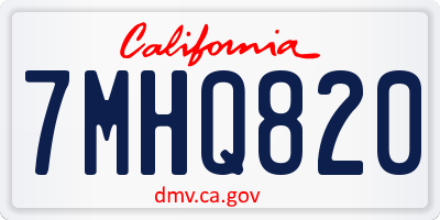 CA license plate 7MHQ820