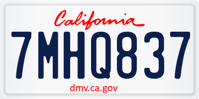CA license plate 7MHQ837
